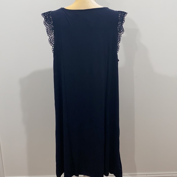 LOFT LACE TRIM SWING DRESS IN FOREVER NAVY - Picture 4 of 9